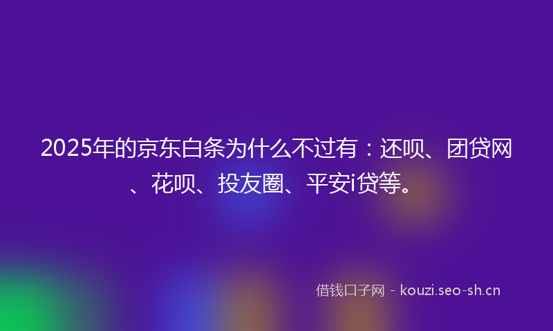 2025年的京东白条为什么不过有：还呗、团贷网、花呗、投友圈、平安i贷等。