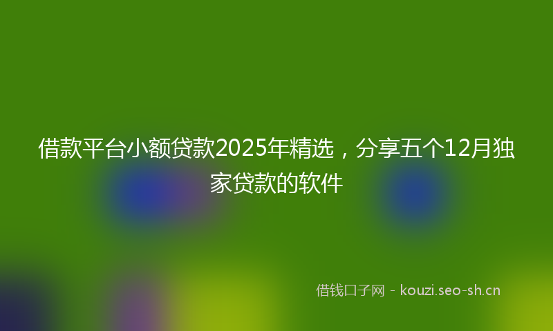 借款平台小额贷款2025年精选,分享五个12月独家贷款的软件