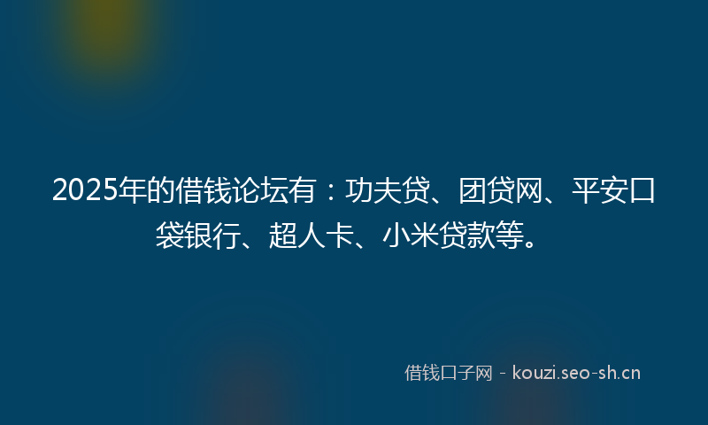 2025年的借钱论坛有：功夫贷、团贷网、平安口袋银行、超人卡、小米贷款等。