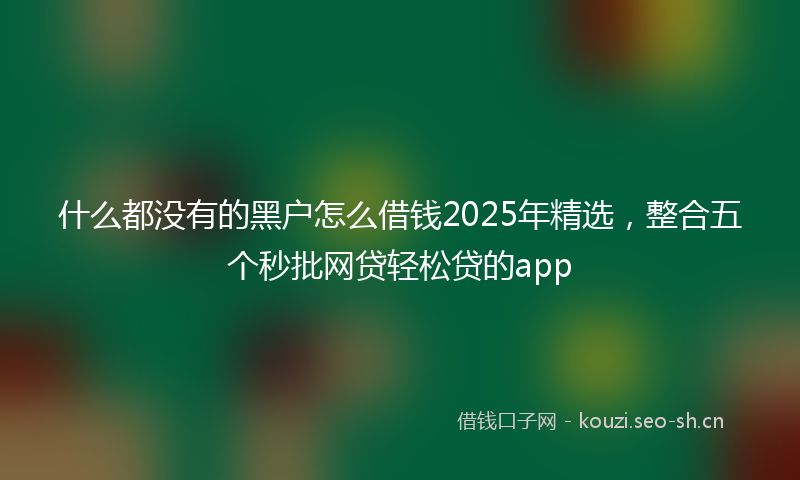 什么都没有的黑户怎么借钱2025年精选，整合五个秒批网贷轻松贷的app