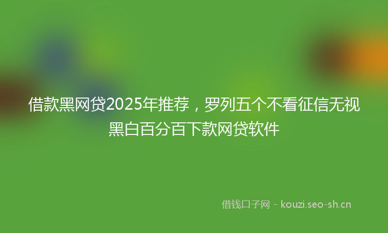 借款黑网贷2025年推荐，罗列五个不看征信无视黑白百分百下款网贷软件
