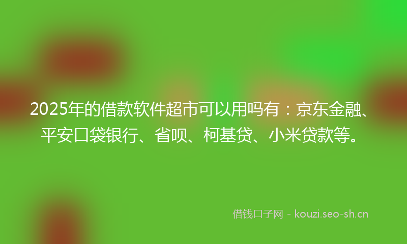 2025年的借款软件超市可以用吗有：京东金融、平安口袋银行、省呗、柯基贷、小米贷款等。