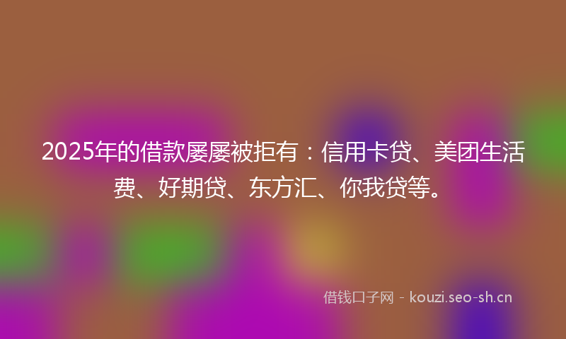 2025年的借款屡屡被拒有：信用卡贷、美团生活费、好期贷、东方汇、你我贷等。