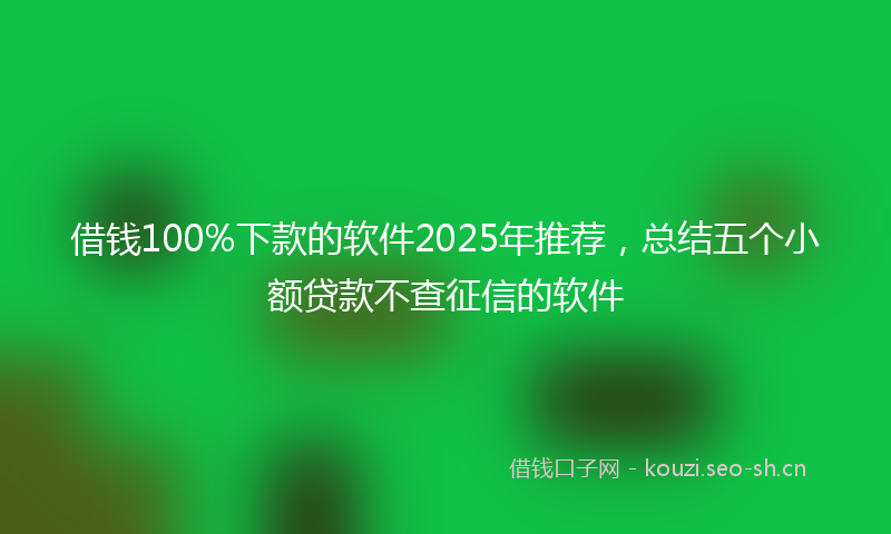 借钱100%下款的软件2025年推荐，总结五个小额贷款不查征信的软件