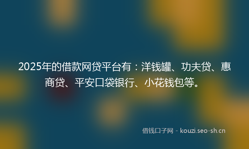 2025年的借款网贷平台有：洋钱罐、功夫贷、惠商贷、平安口袋银行、小花钱包等。