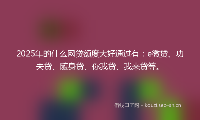 2025年的什么网贷额度大好通过有：e微贷、功夫贷、随身贷、你我贷、我来贷等。