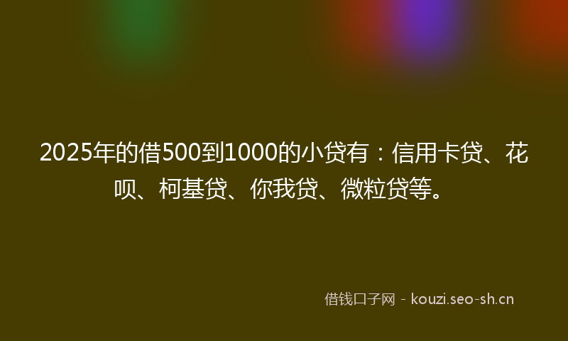 2025年的借500到1000的小贷有：信用卡贷、花呗、柯基贷、你我贷、微粒贷等。