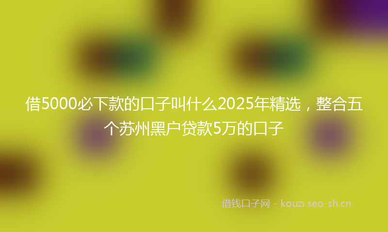 借5000必下款的口子叫什么2025年精选，整合五个苏州黑户贷款5万的口子