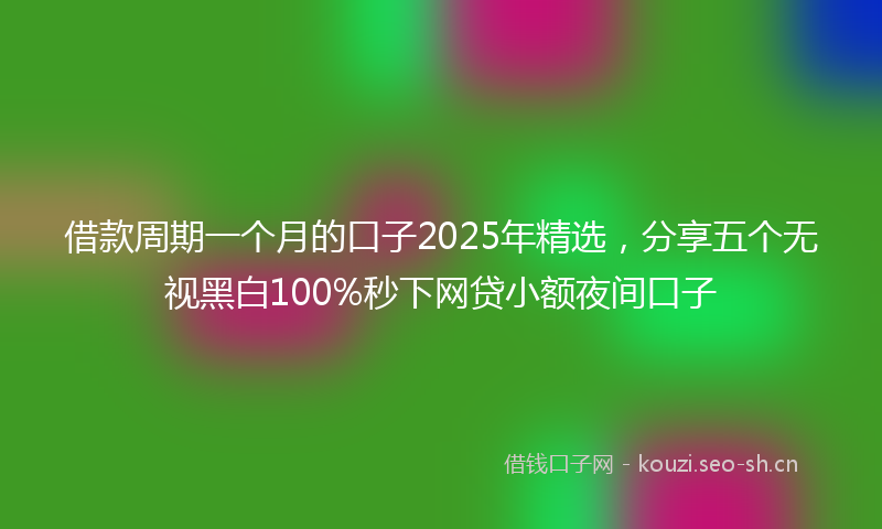 借款周期一个月的口子2025年精选，分享五个无视黑白100%秒下网贷小额夜间口子