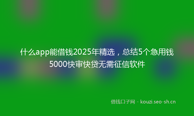 什么app能借钱2025年精选，总结5个急用钱5000快审快贷无需征信软件