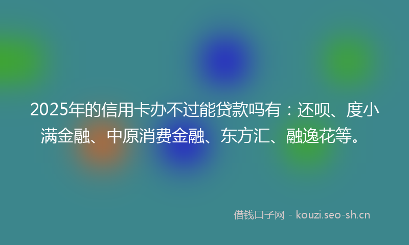 2025年的信用卡办不过能贷款吗有：还呗、度小满金融、中原消费金融、东方汇、融逸花等。