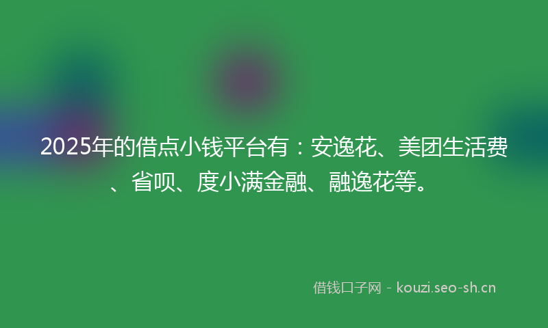 2025年的借点小钱平台有：安逸花、美团生活费、省呗、度小满金融、融逸花等。