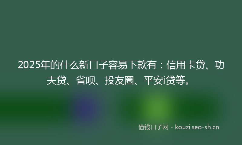 2025年的什么新口子容易下款有：信用卡贷、功夫贷、省呗、投友圈、平安i贷等。