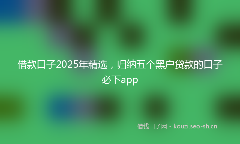 借款口子2025年精选,归纳五个黑户贷款的口子必下app