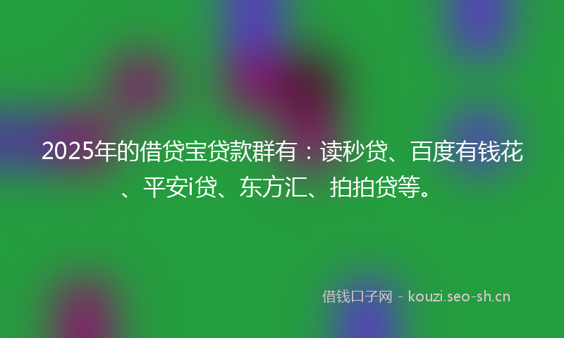 2025年的借贷宝贷款群有：读秒贷、百度有钱花、平安i贷、东方汇、拍拍贷等。
