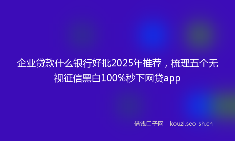 企业贷款什么银行好批2025年推荐,梳理五个无视征信黑白100%秒下网贷app