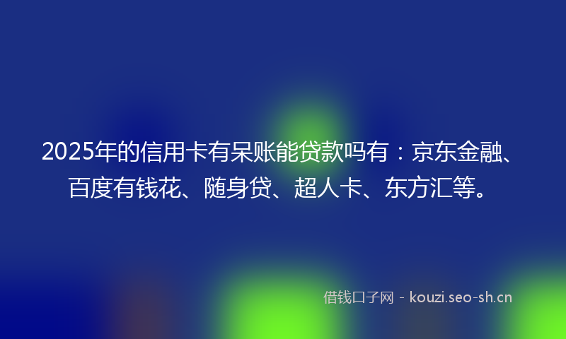 2025年的信用卡有呆账能贷款吗有:京东金融、百度有钱花、随身贷、超人卡、东方汇等。
