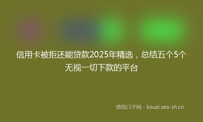 信用卡被拒还能贷款2025年精选，总结五个5个无视一切下款的平台