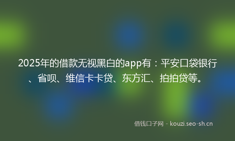 2025年的借款无视黑白的app有：平安口袋银行、省呗、维信卡卡贷、东方汇、拍拍贷等。