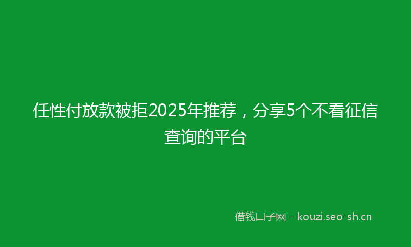 任性付放款被拒2025年推荐，分享5个不看征信查询的平台