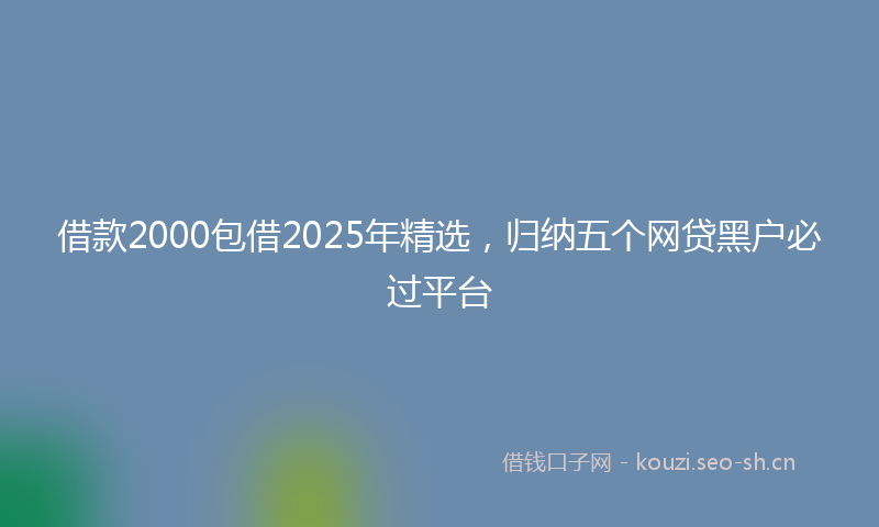 借款2000包借2025年精选，归纳五个网贷黑户必过平台