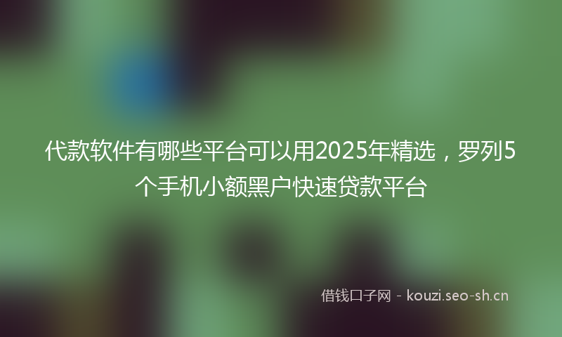 代款软件有哪些平台可以用2025年精选,罗列5个手机小额黑户快速贷款平台