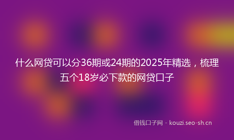 什么网贷可以分36期或24期的2025年精选，梳理五个18岁必下款的网贷口子