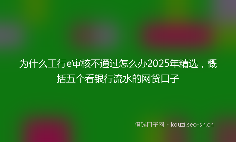 为什么工行e审核不通过怎么办2025年精选，概括五个看银行流水的网贷口子