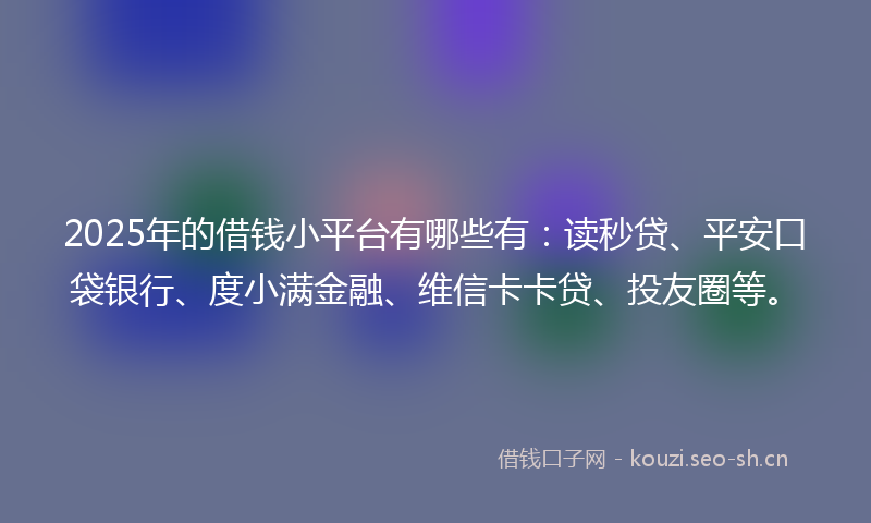 2025年的借钱小平台有哪些有：读秒贷、平安口袋银行、度小满金融、维信卡卡贷、投友圈等。