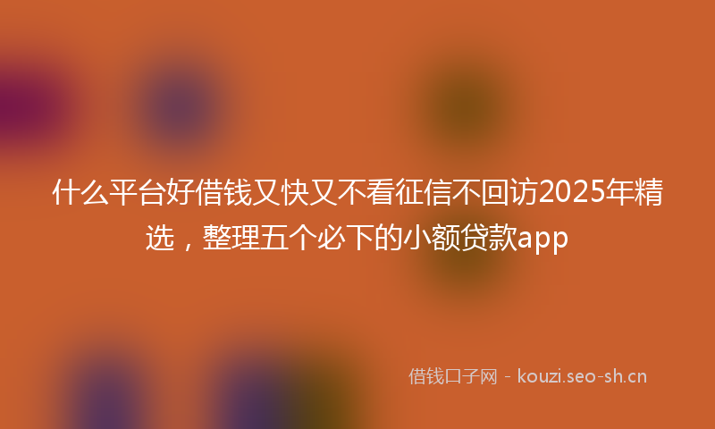 什么平台好借钱又快又不看征信不回访2025年精选，整理五个必下的小额贷款app
