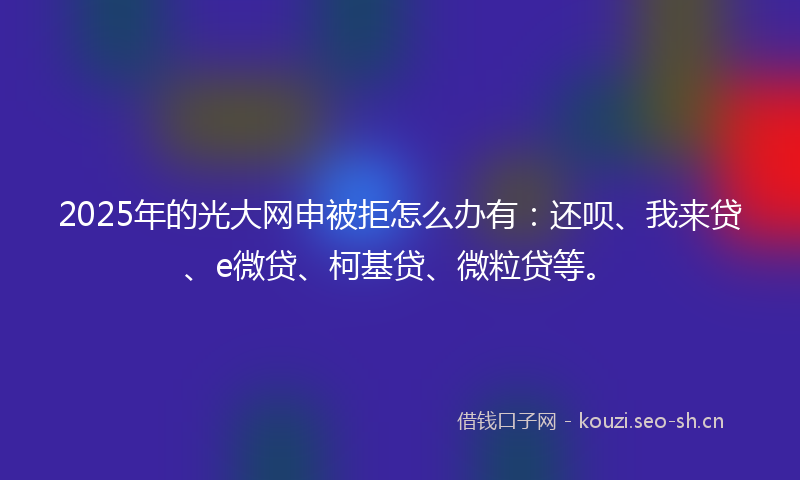 2025年的光大网申被拒怎么办有：还呗、我来贷、e微贷、柯基贷、微粒贷等。