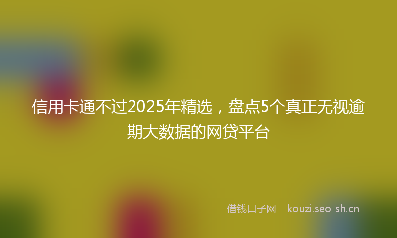信用卡通不过2025年精选，盘点5个真正无视逾期大数据的网贷平台