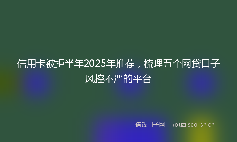 信用卡被拒半年2025年推荐，梳理五个网贷口子风控不严的平台