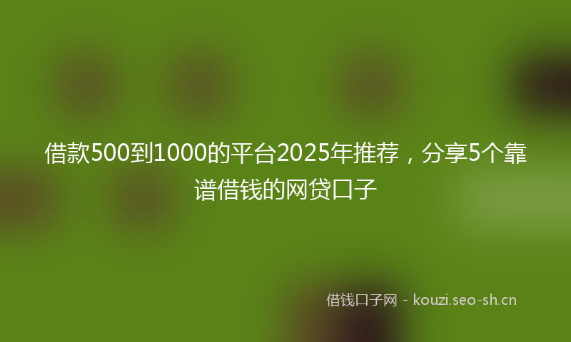 借款500到1000的平台2025年推荐，分享5个靠谱借钱的网贷口子
