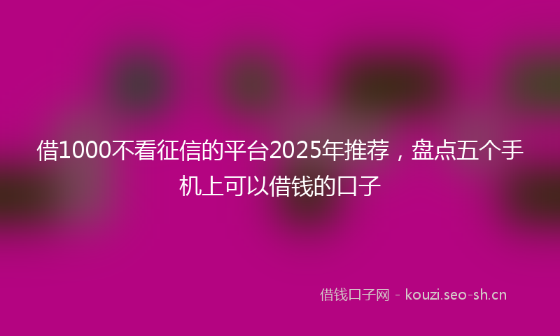 借1000不看征信的平台2025年推荐，盘点五个手机上可以借钱的口子