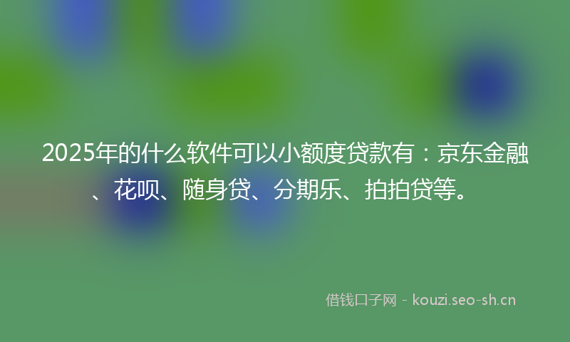 2025年的什么软件可以小额度贷款有：京东金融、花呗、随身贷、分期乐、拍拍贷等。