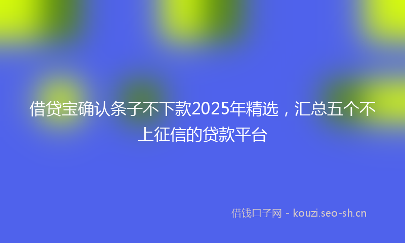 借贷宝确认条子不下款2025年精选，汇总五个不上征信的贷款平台