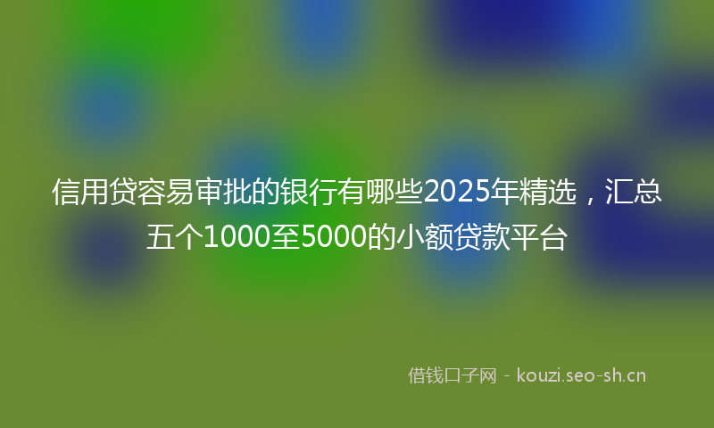 信用贷容易审批的银行有哪些2025年精选，汇总五个1000至5000的小额贷款平台