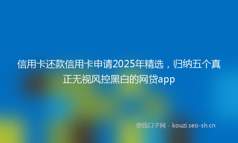 信用卡还款信用卡申请2025年精选，归纳五个真正无视风控黑白的网贷app