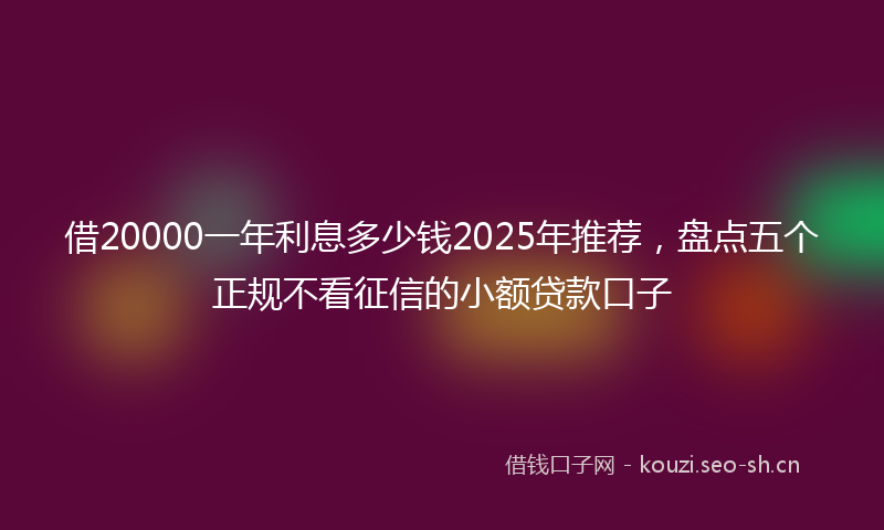 借20000一年利息多少钱2025年推荐，盘点五个正规不看征信的小额贷款口子