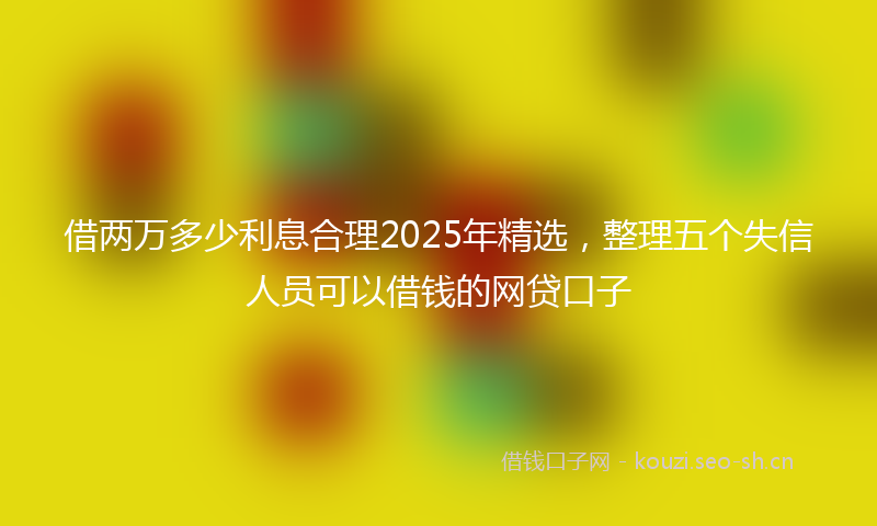 借两万多少利息合理2025年精选，整理五个失信人员可以借钱的网贷口子