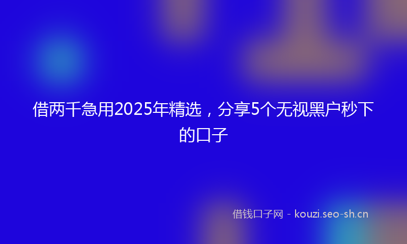 借两千急用2025年精选,分享5个无视黑户秒下的口子