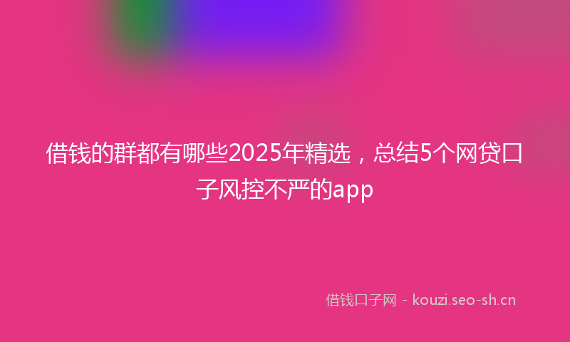 借钱的群都有哪些2025年精选，总结5个网贷口子风控不严的app