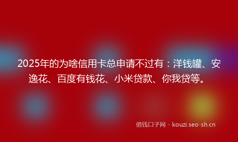 2025年的为啥信用卡总申请不过有：洋钱罐、安逸花、百度有钱花、小米贷款、你我贷等。
