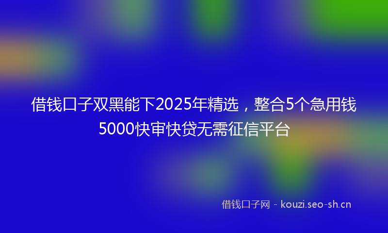 借钱口子双黑能下2025年精选，整合5个急用钱5000快审快贷无需征信平台