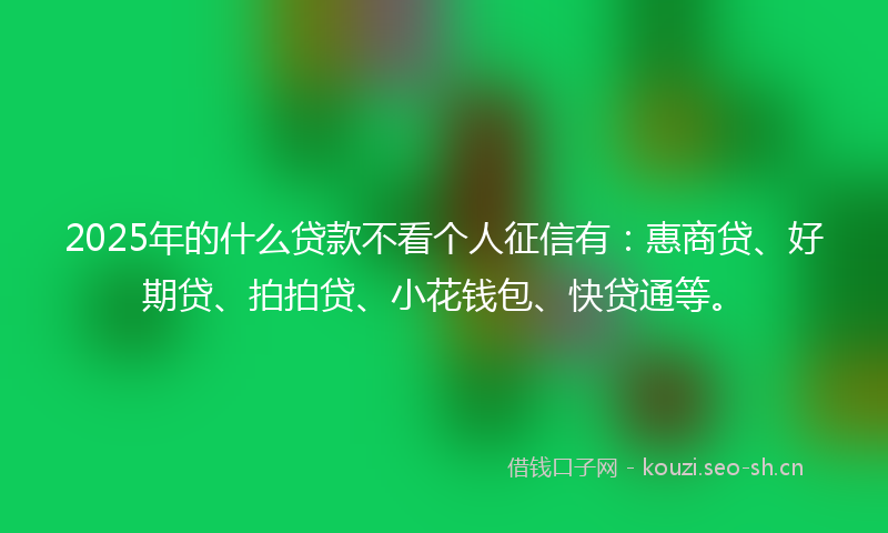 2025年的什么贷款不看个人征信有：惠商贷、好期贷、拍拍贷、小花钱包、快贷通等。