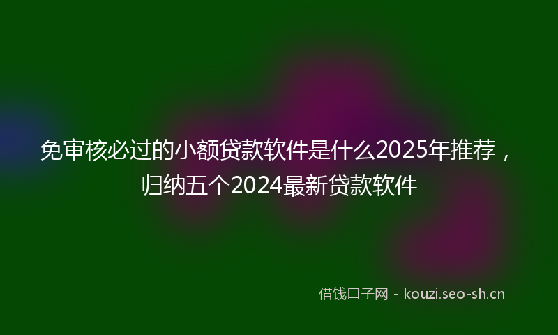 免审核必过的小额贷款软件是什么2025年推荐，归纳五个2024最新贷款软件