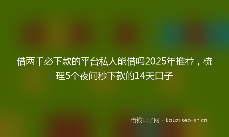 借两千必下款的平台私人能借吗2025年推荐，梳理5个夜间秒下款的14天口子