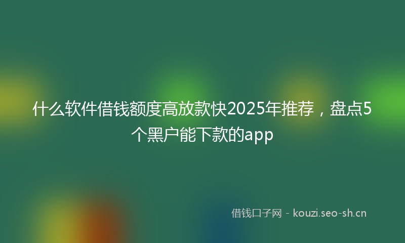 什么软件借钱额度高放款快2025年推荐，盘点5个黑户能下款的app