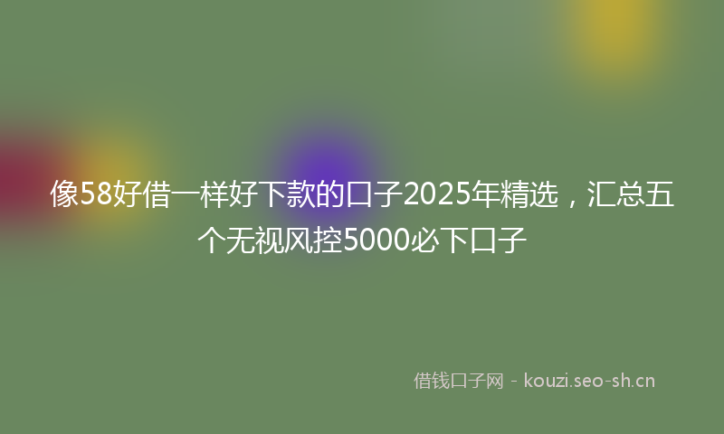 像58好借一样好下款的口子2025年精选，汇总五个无视风控5000必下口子
